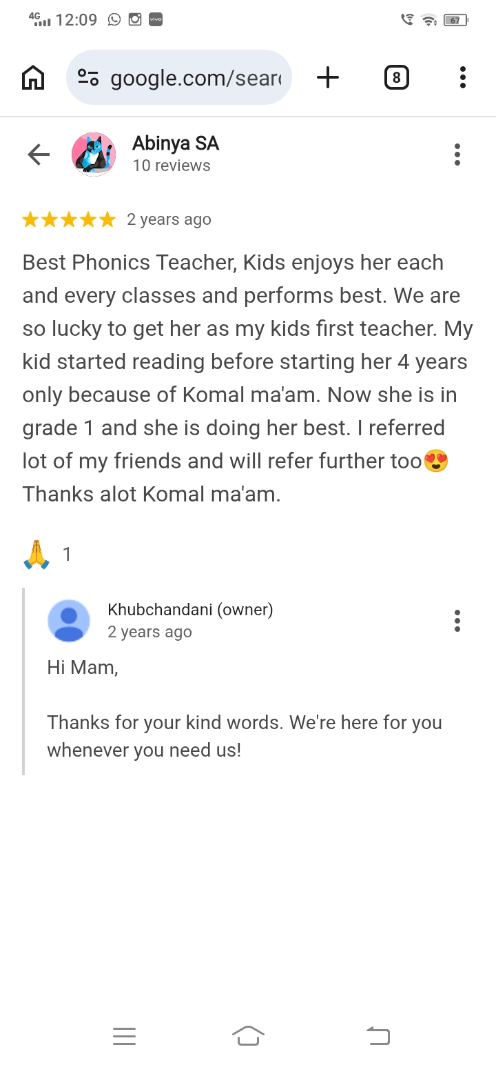 Parent Testimonial & Rating