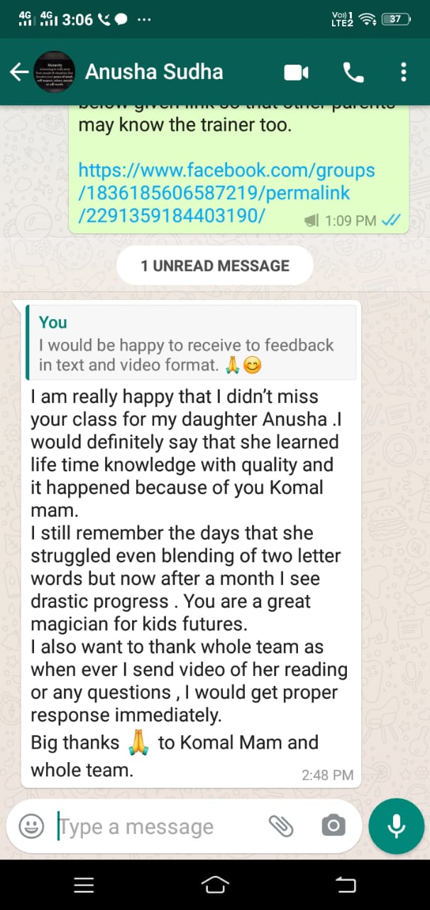 Parent Gratitude Note
